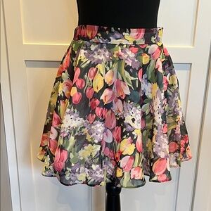 Atmosphere Floral Tulip Mini Skirt - Pink, Yellow, Green